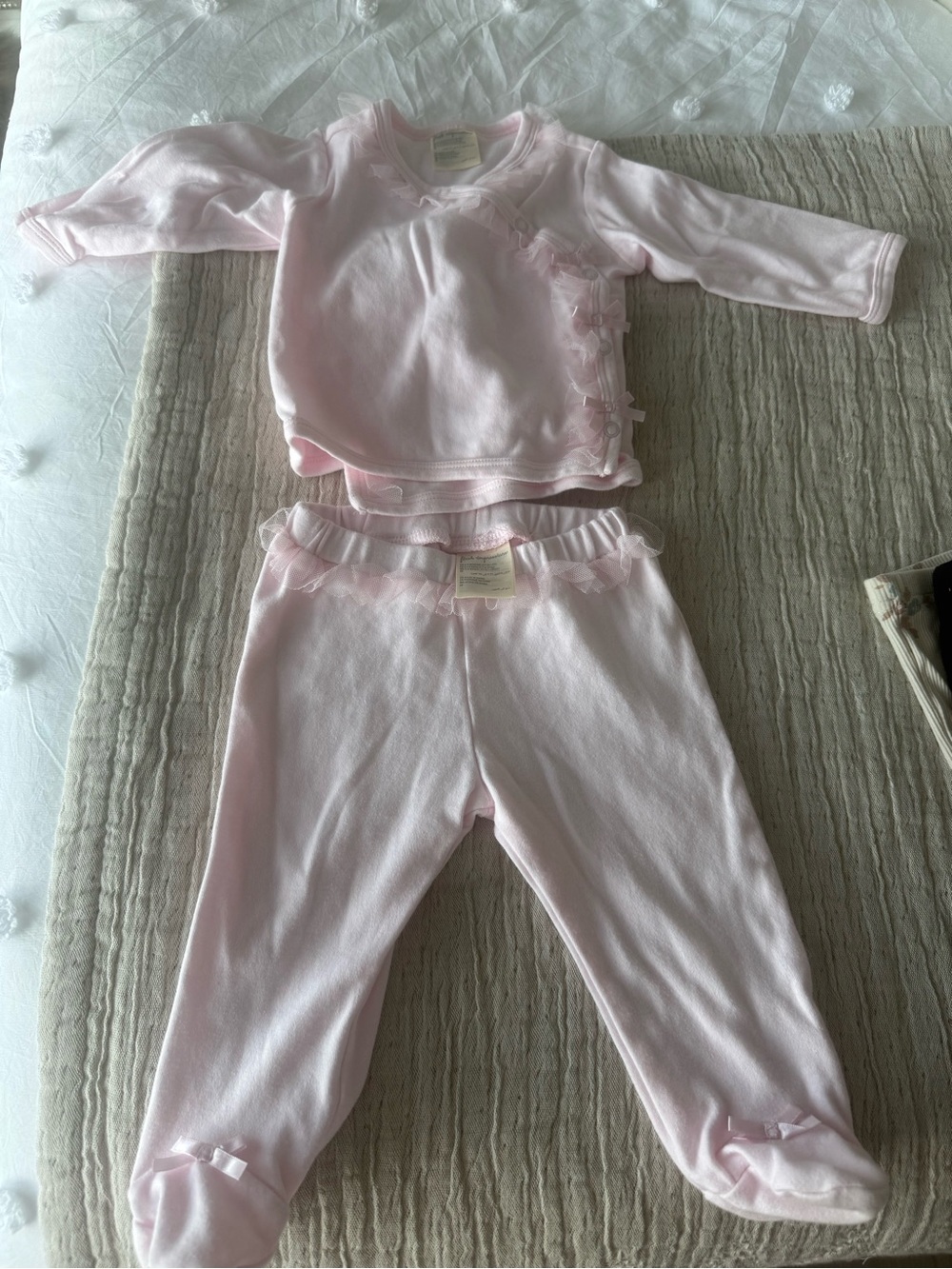 First Impressions Pale Pink Ruffle Footed Pajama Set